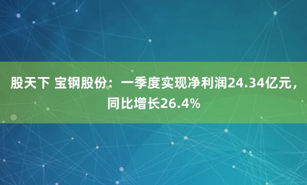 股天下 宝钢股份：一季度实现净利润24.34亿元，同比增长26.4%