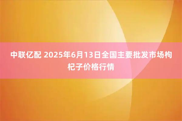 中联亿配 2025年6月13日全国主要批发市场枸杞子价格行情