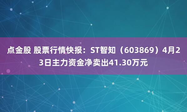 点金股 股票行情快报：ST智知（603869）4月23日主力资金净卖出41.30万元